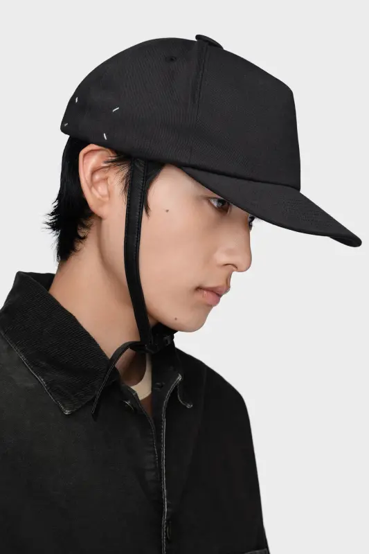 Maison Margiela Mens Black Cotton Riding Cap Black online