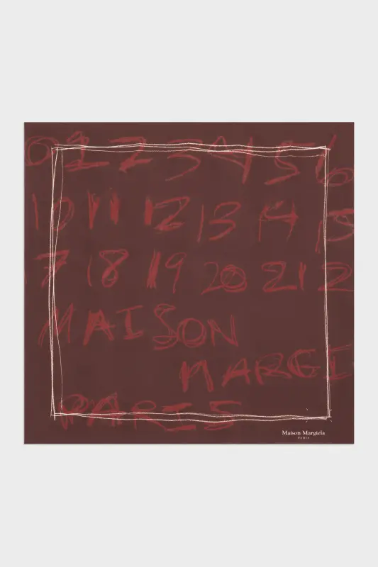 Maison Margiela Scribbled Numerical silk foulard Bordeaux online