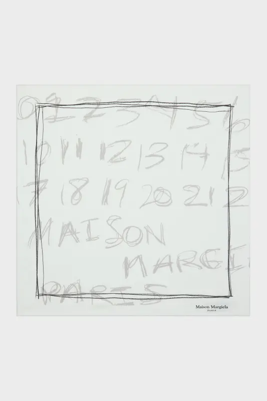 Maison Margiela Scribbled Numerical silk foulard Light Blue online