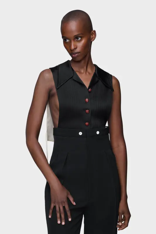 Maison Margiela Silk-blend stole top Black online