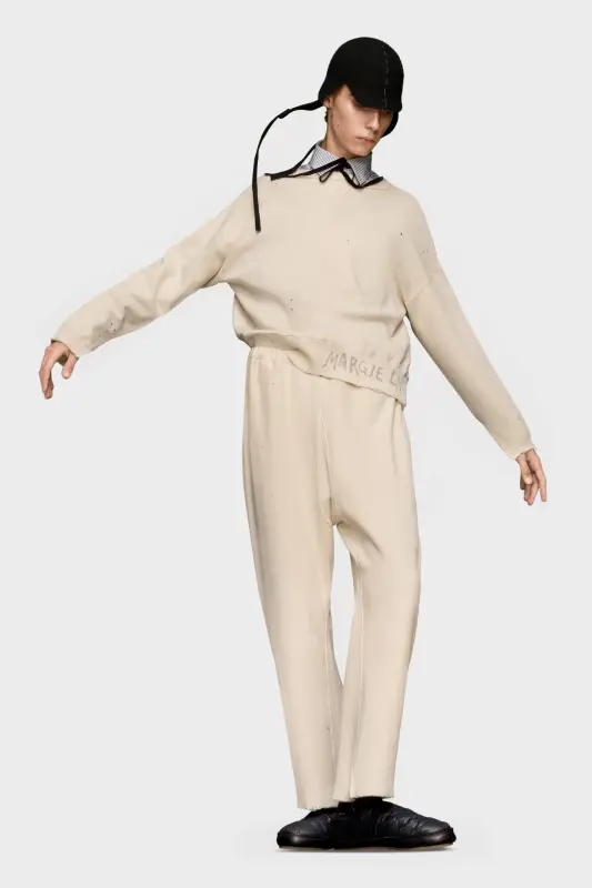 Maison Margiela Beige Cotton Handwritten Sweatshirt White online