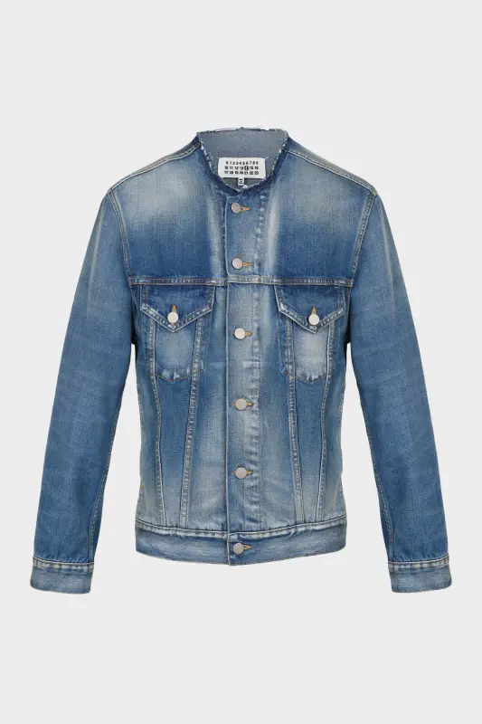 Maison Margiela Blue Collarless Denim Jacket Blue online