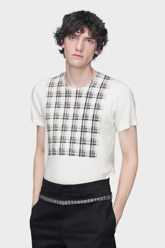 Maison Margiela Cotton T-shirt with check panel White online
