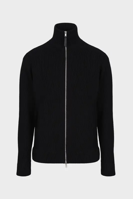 Maison Margiela Mens Black Cotton & Wool Knit Zip-Up Cardigan Black online