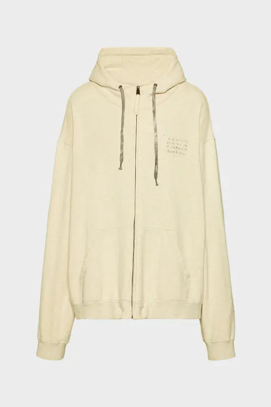 Maison Margiela Stamp logo zip hoodie Ecru online