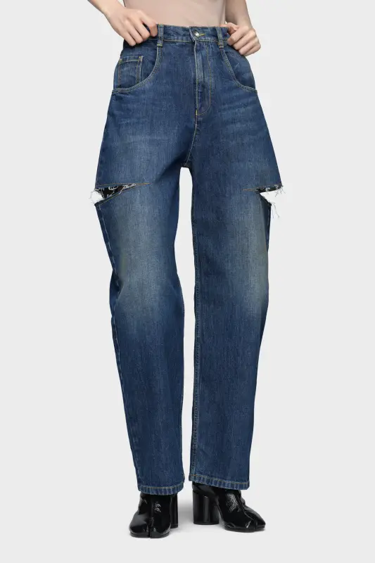 Maison Margiela CUTOUT DENIM TROUSERS Washed indigo online