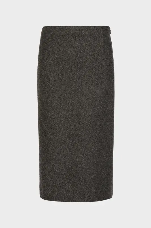 Maison Margiela Grey Wool A-Line Midi Skirt Dark grey online