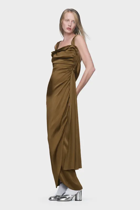Maison Margiela Silk satin maxi dress Medium Brown online