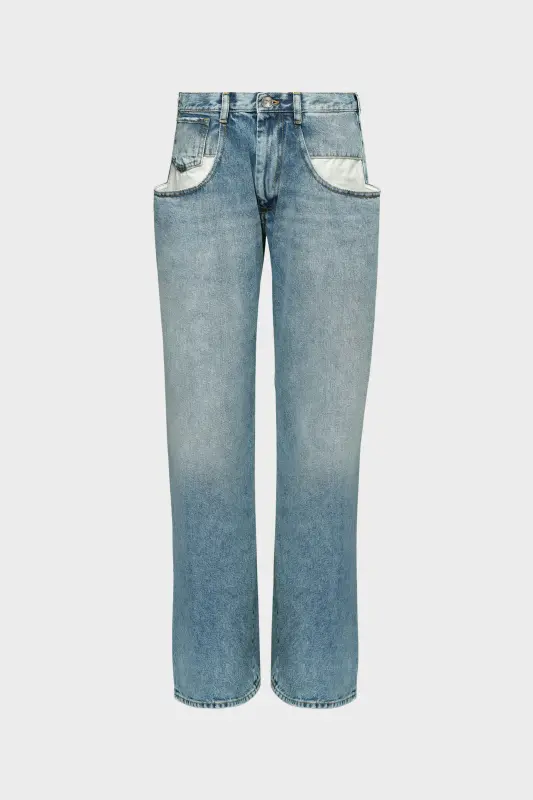 Maison Margiela Straight Jeans With Contrasted Pockets Blue jeans online