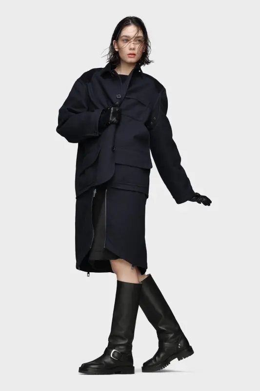Maison Margiela Womens Blue Wool & Cotton Reversible Coat Navy blue online
