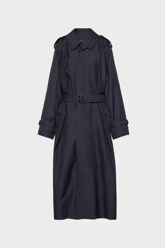 Maison Margiela Womens Blue Wool Trench Coat Dark Blue online