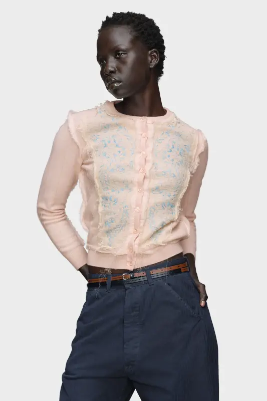 Maison Margiela Womens Pink Wool Knit Cardigan Pale Pink online