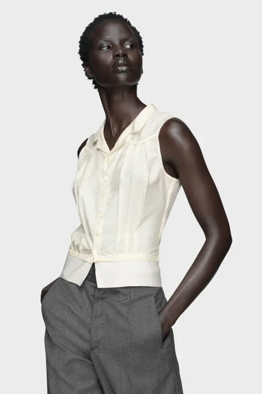 Maison Margiela Womens White Silk Top Ivory online