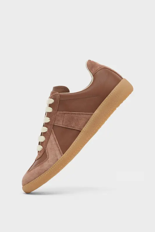 Maison Margiela Mens Brown Leather Replica Sneakers Brown online