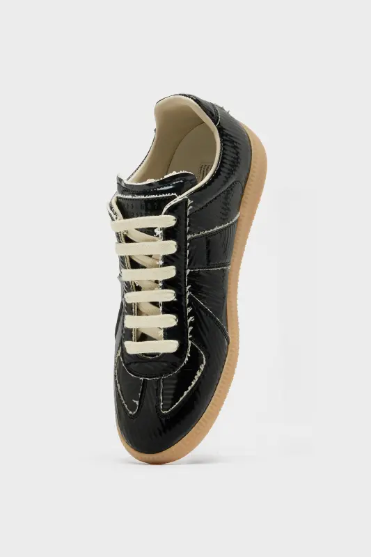 Maison Margiela Womens Black Leather Replica Sneakers Black online
